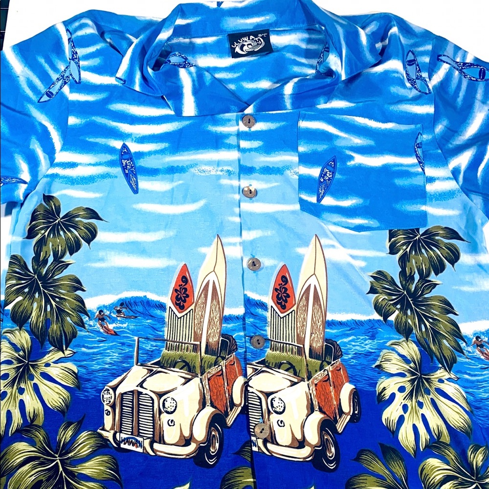 Men’s Uluwatu Size Large Hawaiian Shirt Blue